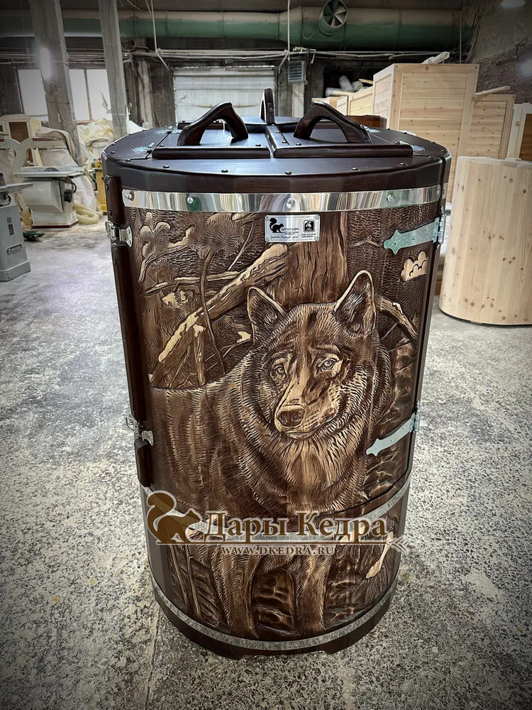 Кедровая бочка (фитобочка) «Сибирский волк»