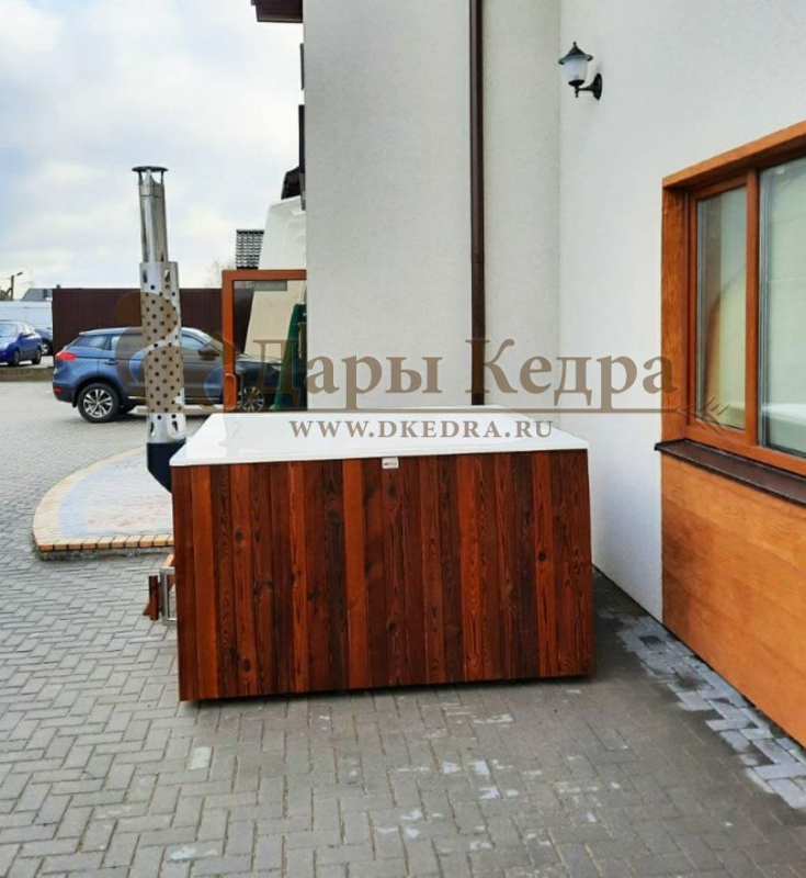 Финская квадратная композитная купель с подогревом (с интегрированной печкой) «кварта интегра 200»